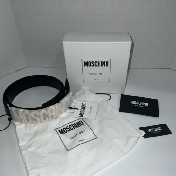 Moschino Logo Leather Belt